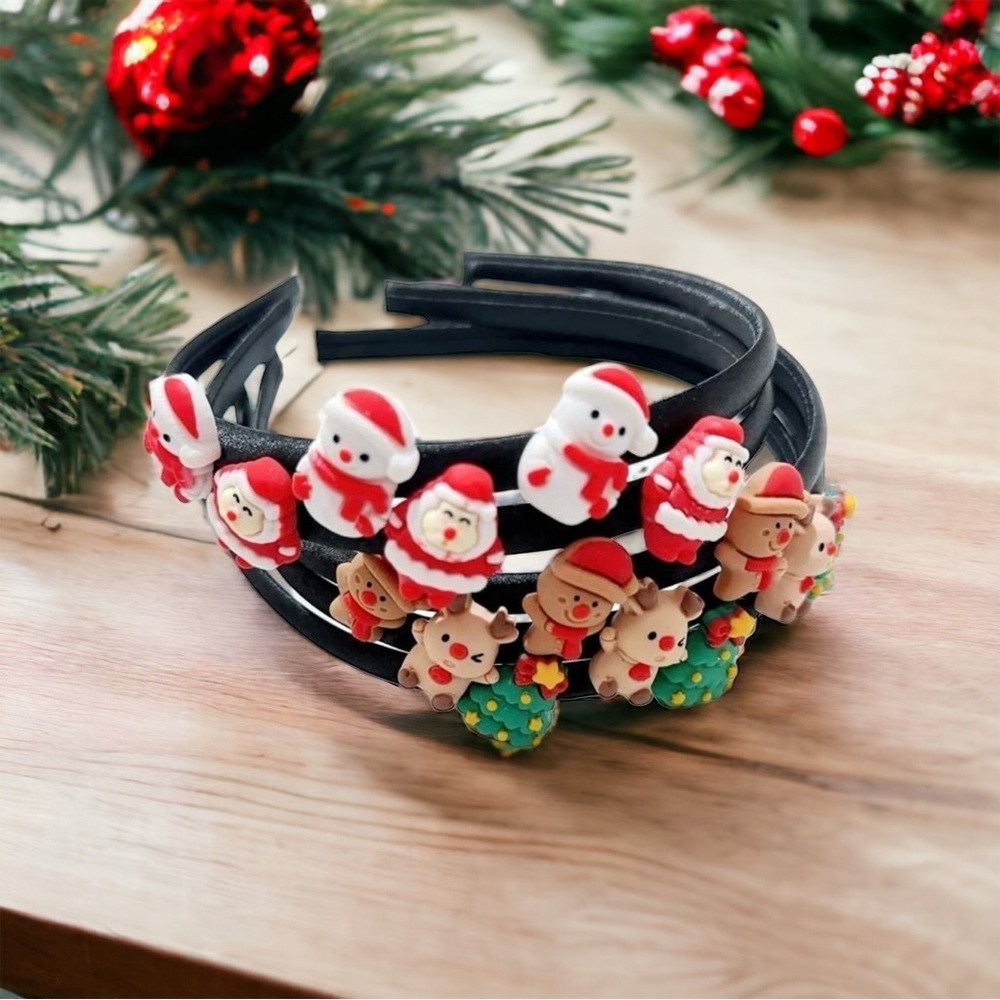 Children’s Christmas Headbands Set of Five, Santa Headband, Reindeer, Snowman